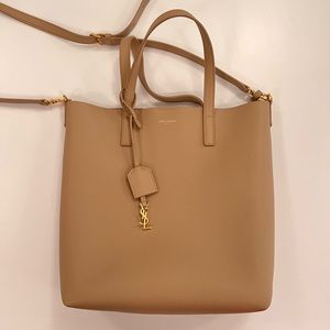 Saint Laurent Shopping Toy Tote in Dark Beige
